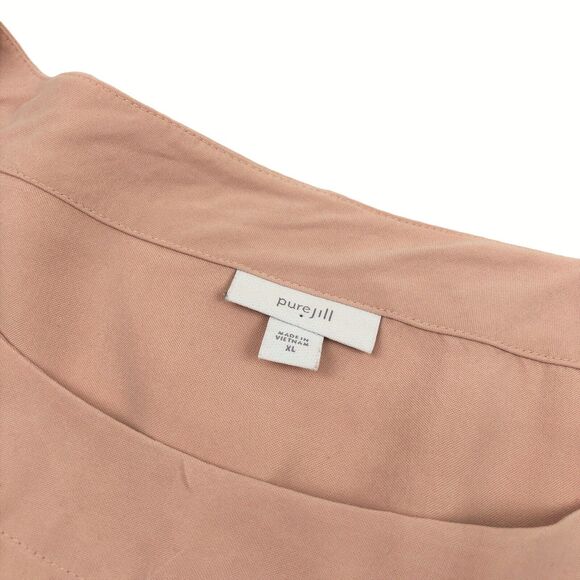 J.Jill Pure Jill Boxy Top Sz XL Peach Beige Modal Rayon Double Pocket Lagenlook - Picture 4 of 5